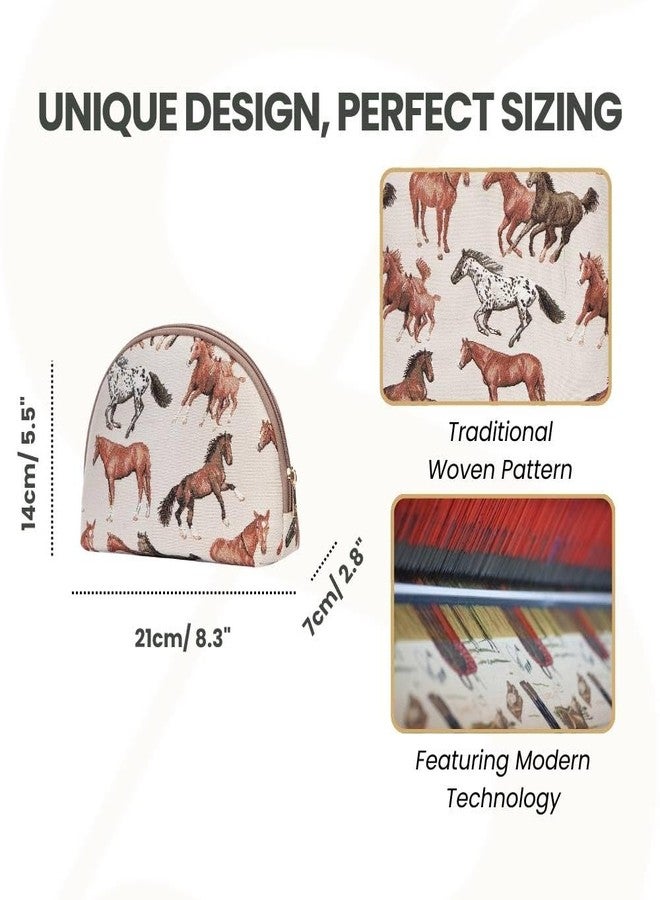 Signare Tapestry Cosmetic Bag Toiletry Makeup Bag for Women With Running Horse Design (COSM-RHOR) - Image 3